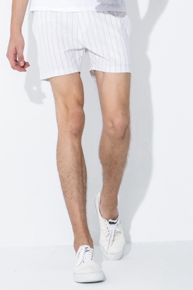 Stylish Mens Shorts Striped Pattern Pocket Drawstring Mid Rise Regular Fit Shorts