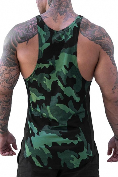 Chic Mens Tank Top Camouflage Sleeveless Scoop Neck Slim Fitted Tank Top