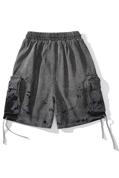 Cool Mens Cargo Shorts Tie Dye Pattern Flap Pocket Drawstring Mid Rise Oversize Cargo Shorts