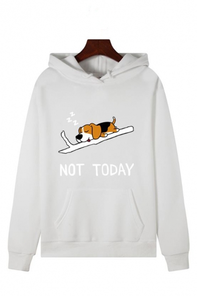 Letter I DO WHAT I WANT Dog Printed Long Sleeve Pouch Pocket Thick Hoodie