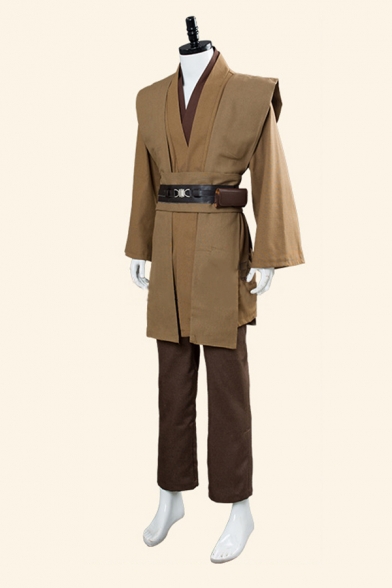 Vintage Mens Long Sleeve Deep V-neck Belted Fit Jacket & Ankle Straight Pants Set