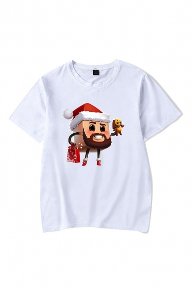 Fashion Mens Christmas T-Shirt Cartoon Character Dog Gifts Pattern Loose Fit Crew Neck Short Sleeve Tee Top