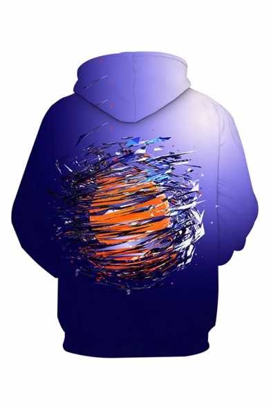 Fancy Hoodie 3D Figure Heart Ball Pieces Reflective Light Pattern Drawstring Pocket Regular Fitted Long-sleeved Hooded Sweatshirt for Men