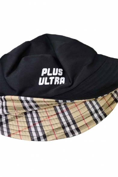 Hip Hop Girls Letter Go Beyond Plus Ultra Printed Bucket Hat in Black