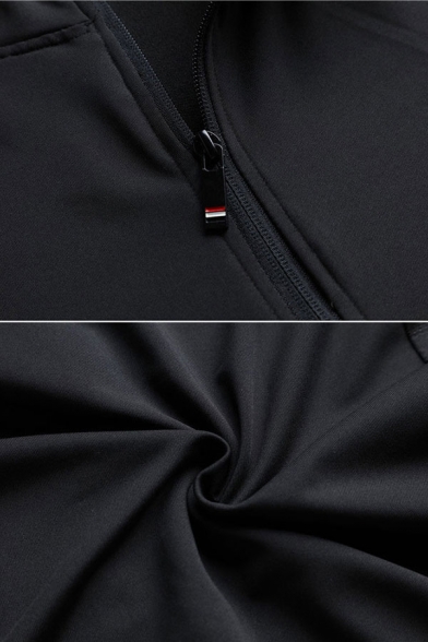 Men's Trendy Jacket Color-block Zip Placket Long Sleeves Hooded Pockets Slim Fit Sporty Jacket