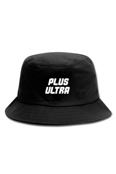 Hip Hop Girls Letter Go Beyond Plus Ultra Printed Bucket Hat in Black