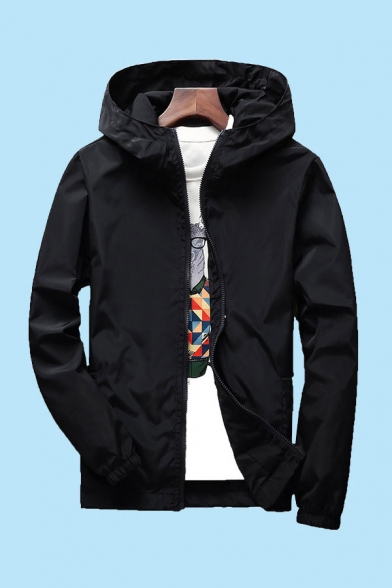 Retro Mens Jacket Rose Embroidery Bungee-Style Hem Zipper up Long Sleeve Regular Fit Hooded Windbreaker Jacket