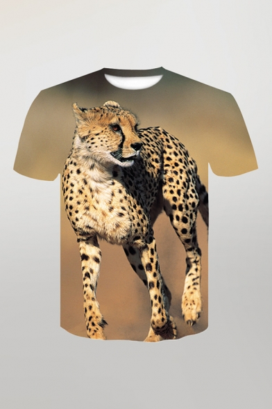 Popular 3D Top Tee Animal Leopard Pattern Regular Fitted