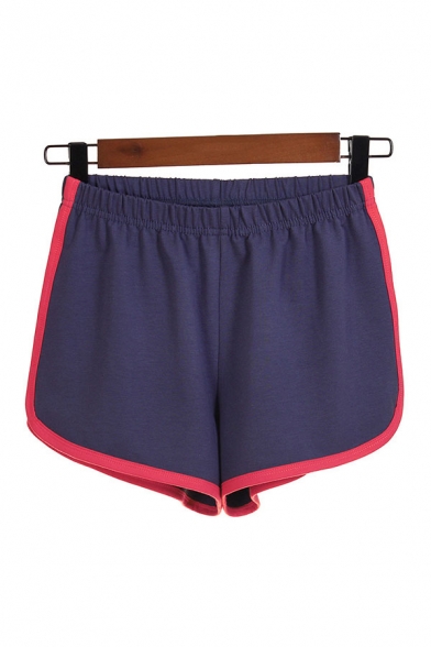 Trendy Shorts Red Binding Regular Fitted Elastic Waist Sweat Shorts for Women