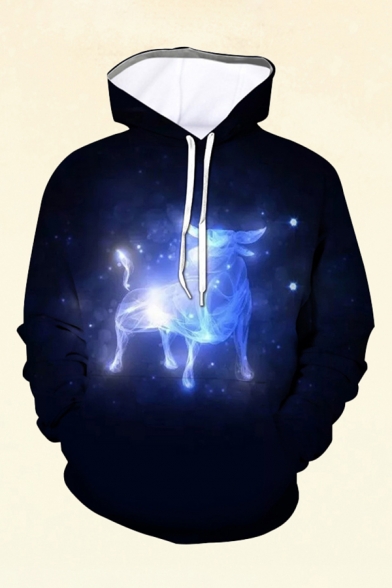 Mens 3D Hooded Sweatshirt Unique Sparkle Constellation Pattern Drawstring Long Sleeve Slim Fit Hooded Sweatshirt