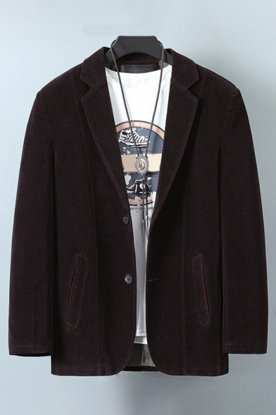 Mens Jacket Stylish Button Detail Lapel Collar Regular Fit Long Sleeve Suit Jacket