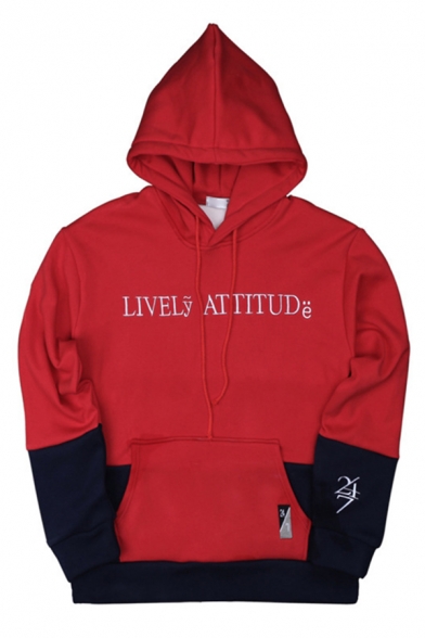 Cool Street Boys' LIVELY ATTITUDE Letter Printed Colorblocked Loose Fit Drawstring Hoodie