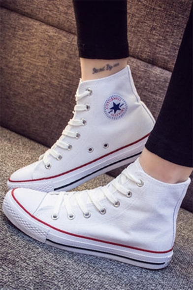 Fashionable Letter Star Print Leisure Casual Ankle Plimsolls Shoes