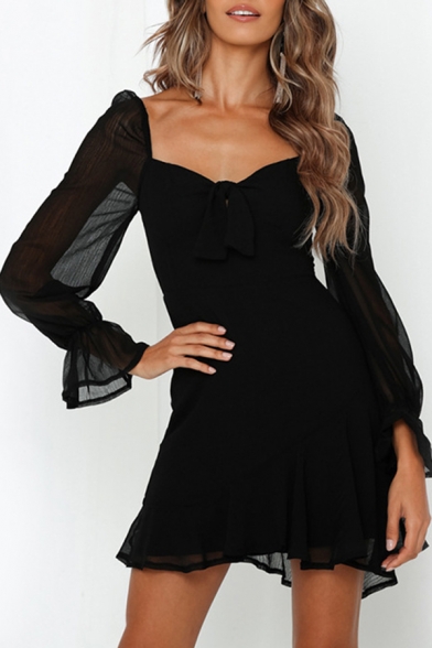 black long sleeve dress short