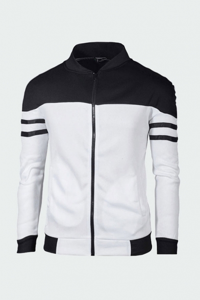 colorblock slim zip sweater