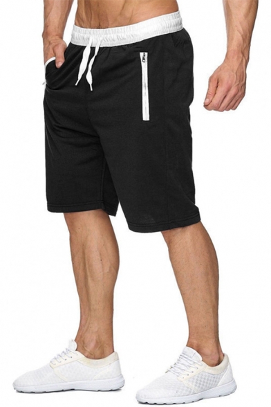 Men's Popular Fashion Letter JUST DO IT Printed Zipped Pocket Drawstring Waist Sports Sweat Shorts