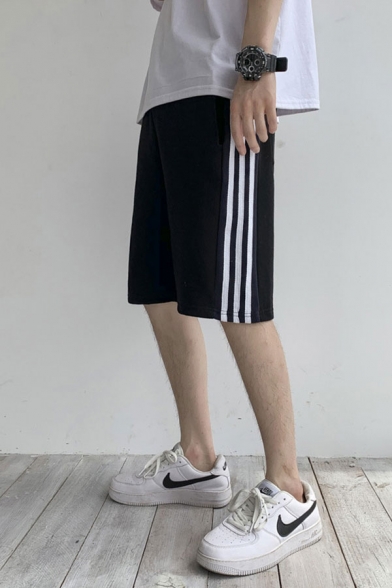 Streetwear Mens Tape Panel Mid Rise Straight Relaxed Shorts