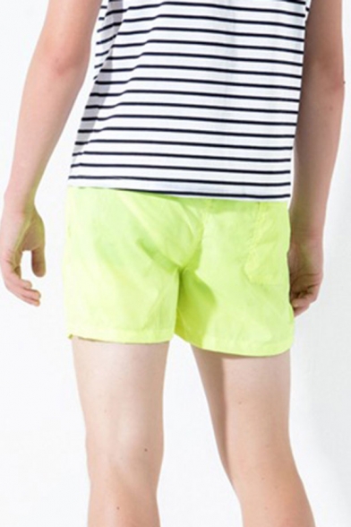 Stylish Mens Solid Color Elasticated Drawstring Waist Split Side Mid Rise Straight Fit Track Shorts