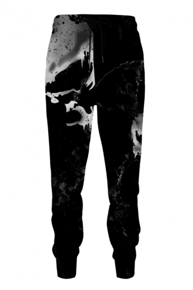 Cool Abstract 3D Print Drawstring Waist Ankle Length Tapered Fit Sweatpants