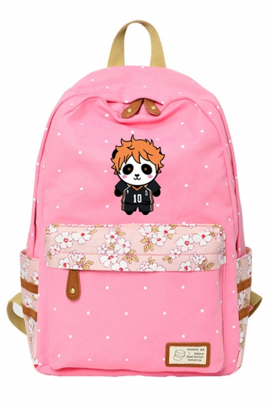 Fashionable Cartoon Panda Flower Polka Dot Print Large Capacity Backpack