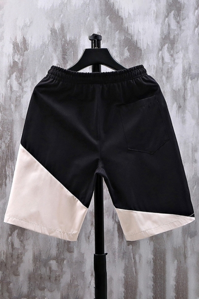 Popular Shorts Colorblock Pocket Drawstring Cuffed Mid Rise Regular Fit Shorts for Men