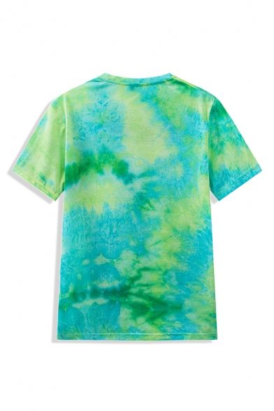 Simple Mens T-Shirt Tie Dye Hand Pattern Short Sleeve Crew Neck Fitted T-Shirt