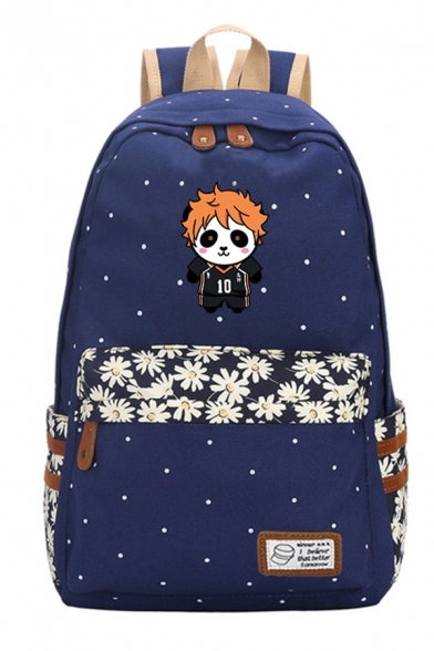 Fashionable Cartoon Panda Flower Polka Dot Print Large Capacity Backpack
