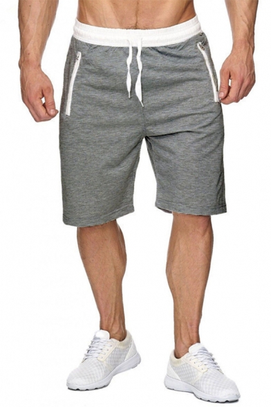 Men's Popular Fashion Letter JUST DO IT Printed Zipped Pocket Drawstring Waist Sports Sweat Shorts
