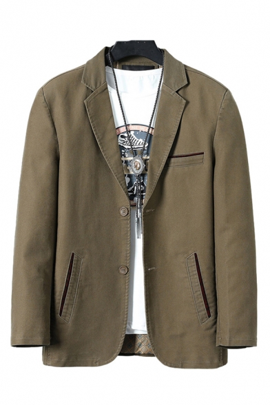 Novelty Mens Jacket Side Seam Pockets Two-Button Lapel Collar Long Sleeve Regular Fit Suit Jacket