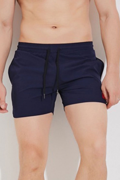 Cool Mens Fast Dry Drawstring Waist Split Hem Pocket Mid Rise Straight Fit Shorts