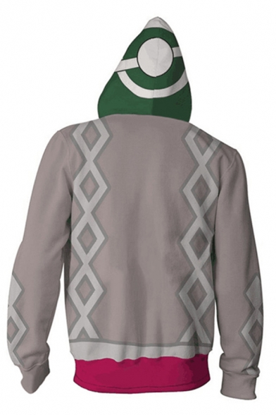 Mens Chic Hooded Sweatshirt 3D Cosplay Circle Striped Rhombus Letter Pattern Drawstring Long Sleeve Slim Fit Hooded Sweatshirt