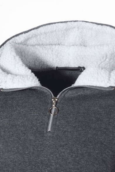 Stylish Men's Sweatshirt Applique British Flag Pattern Kangaroo Pocket Long Sleeves Zipper Drawstring Lined Hood Slim Sweatshirt