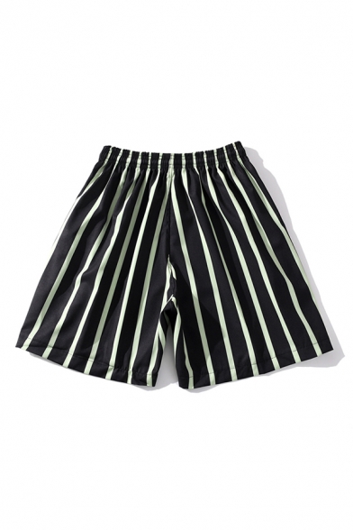 Classic Mens Shorts Striped Printed Drawstring Waist Regular Fitted Relaxed Shorts