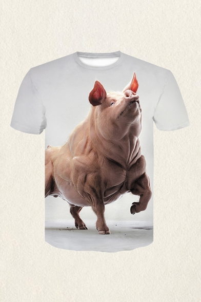 Wild Boar Patterns Men/'s T-shirt Crew Neck Tee Short Sleeve Casual Tops