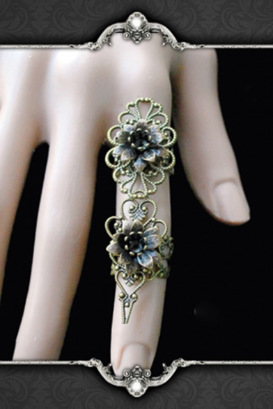 Gothic Style Flower Shaped Ring Two Piece Set