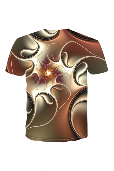 Casual Mens 3D Tee Top Distorted Line Light Pattern Short Sleeve Crew Neck Regular Fitted Top Tee