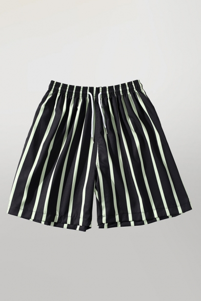 Classic Mens Shorts Striped Printed Drawstring Waist Regular Fitted Relaxed Shorts