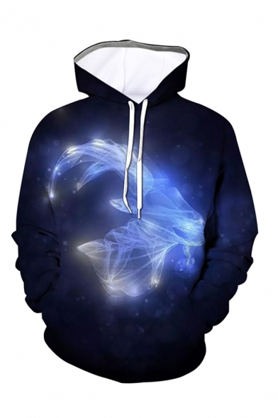 Chic 3D Mens Hoodie Constellation Leo Gemini Libra Pattern Drawstring Full Sleeve Regular Fitted Hooded Sweatshirt with Pocket