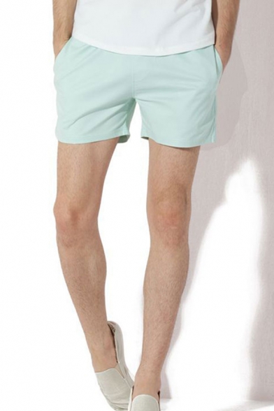 Casual Mens Solid Color Elasticated Drawstring Waist Mid Rise Regular Fit Lounge Shorts