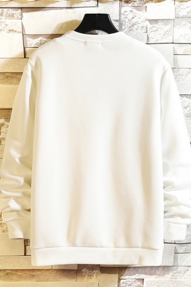 Dressy Sweatshirt Sun Pattern Long Sleeve Crew Neck Regular Fitted Sweatshirt for Men