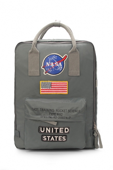 NASA Symbol American Flag Applique Leisure Backpack School Bag