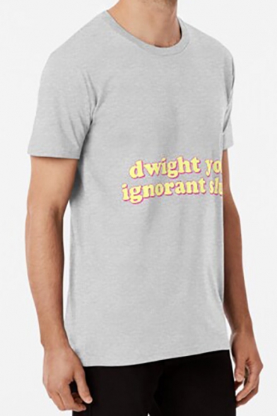 Mens Trendy T-Shirt Letter Dwight You Ignorant Slut Pattern Regular Fit Short Sleeve Round Neck T-Shirt