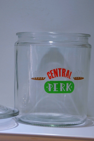 Popular Letter Central Perk Graphic Sheer Glass Jar in White