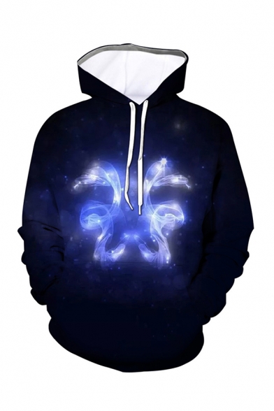 Chic 3D Mens Hoodie Constellation Leo Gemini Libra Pattern Drawstring Full Sleeve Regular Fitted Hooded Sweatshirt with Pocket