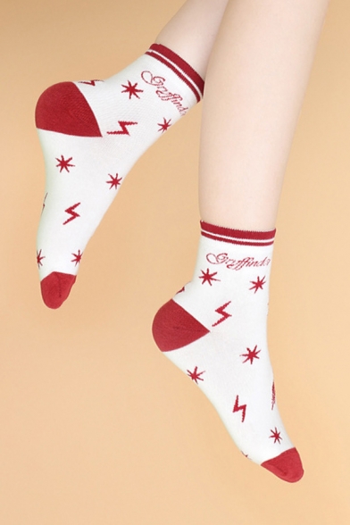 Creative Lightning Geo Print Contrasted Cotton Socks