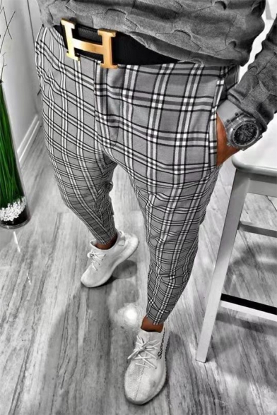 grey plaid skinny pants