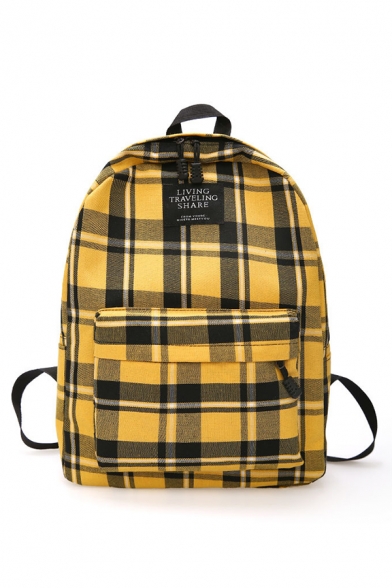 Unisex Popular Plaid Pattern Canvas School Bag Backpack Bookbag 30*13*42 CM