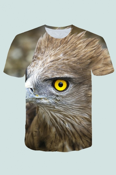 Unique Tee Top Eagle American Flag 3D Printed Slim Fit Short Sleeve Round Neck Tee Top for Men