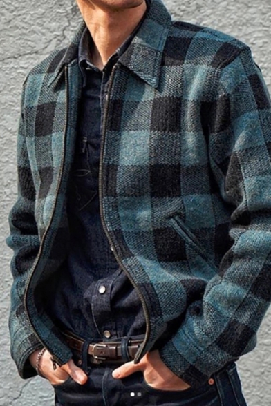 plaid zipper jacket