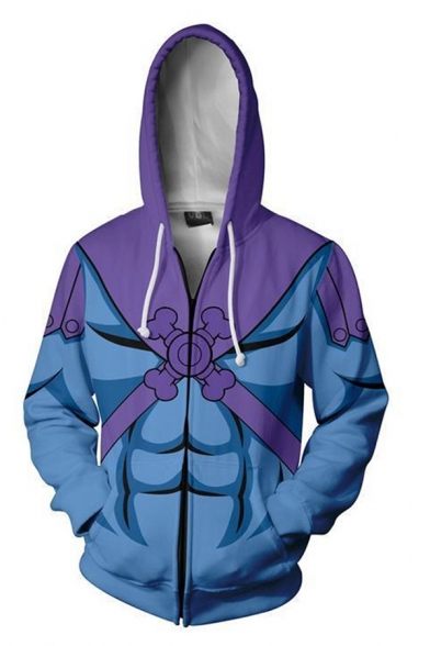 Cozy 3D Hooded Sweatshirt Cartoon Muscle Belted Pattern Long Sleeve Pocket Drawstring Regular Fit Hooded Sweatshirt for Men